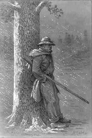 edwin forbes sketch of a union picket in the snow