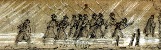 soldier's marching in the rain