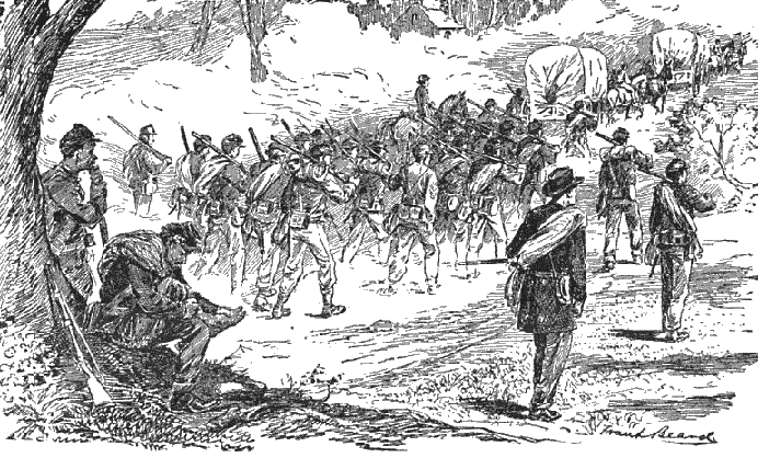 Frank Beard illustration of troops marching