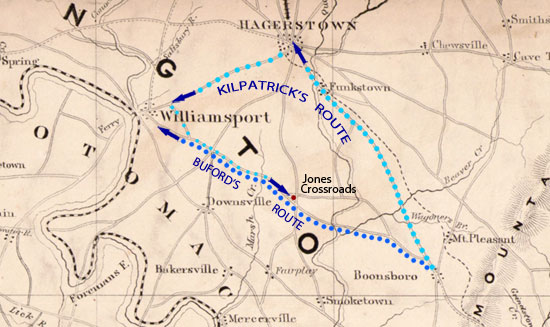 Map of the Cavalry Routes to Williamsport, July 6
