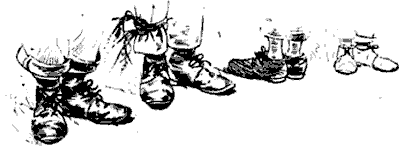 graphic of shoes on several soldiers feet