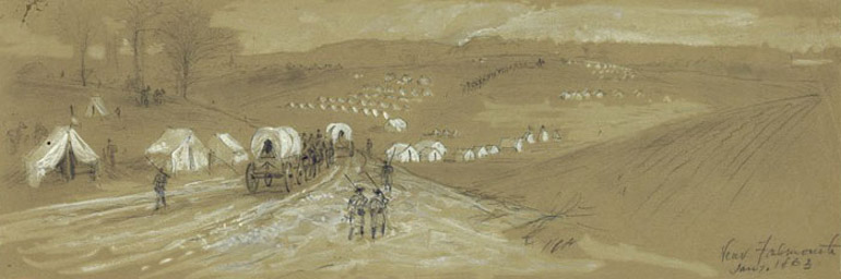 Waud sketch of camps at Falmouth Jan 7, 1863