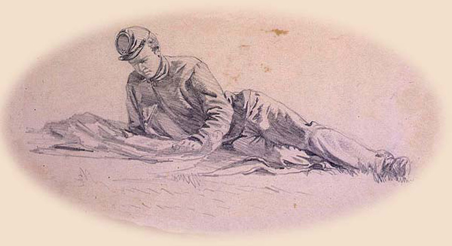 Edwin Forbes sketch of soldier reading