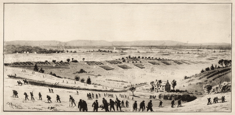 Edwin Forbes Painting of McDowell leading troops to battle