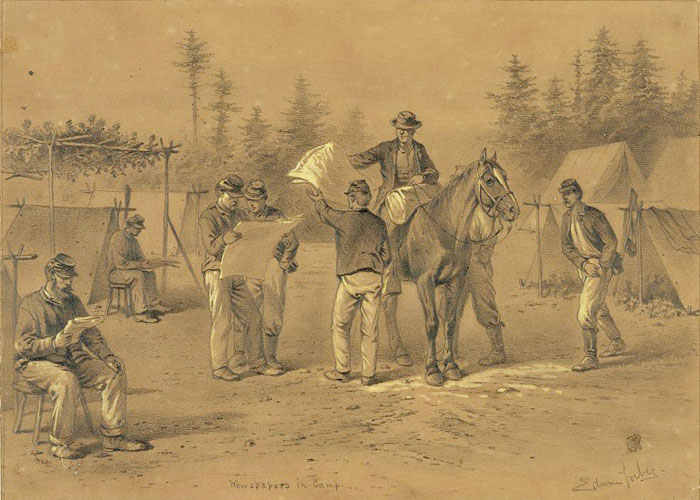 Edwin Forbes "Newspapers in Camp"