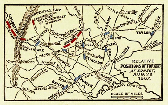 map of positions, sunset, August 28, 1862