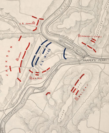 Map of Harper's Ferry, surrounded by Jackson