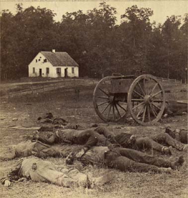 Confederate dead in front of Dunker Church