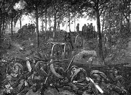 Rebels waiting for the artillery duel to end