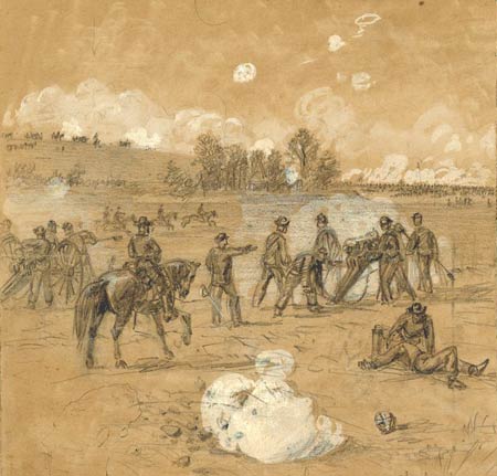Alfred Waud Sketch of Gen. Warren at Ed Brown's Battery