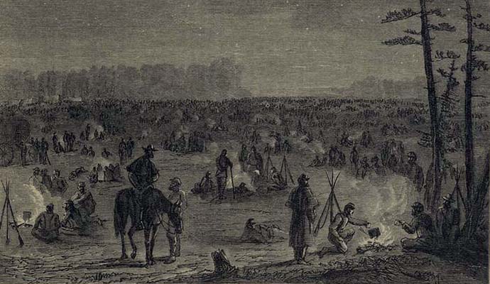 army encampment at night
