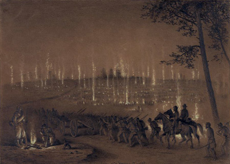 Edwin Forbes Sketch, Going into Camp at Night