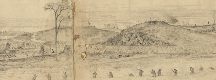 Edwin Forbes sketch of Rappahannock Station, Nov. 1863