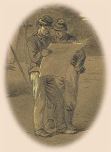 Forbes sketch - soldiers reading paper