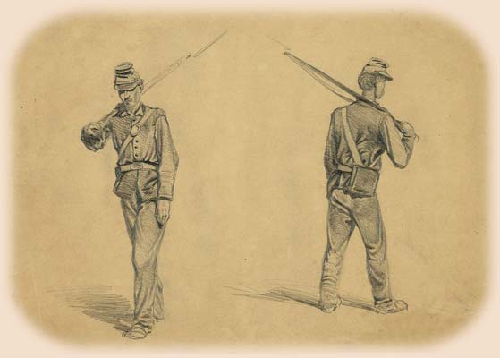 Edwin Forbes Sketch of soldiers walking picket