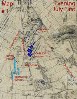 Map, Robinson's Position, Evening, July First