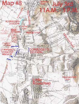 Gettysburg Map, Robinson's third position, July 3.