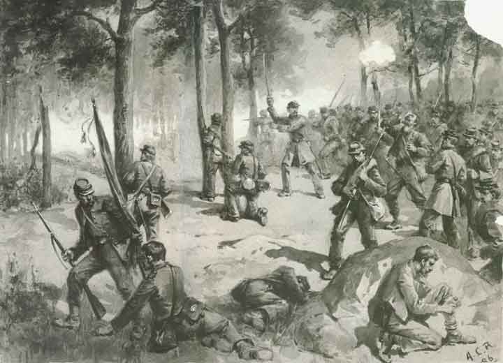 A.C. Redwood painting of Stuart's Men Preparing for the Assault on Culp's Hill