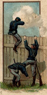 Scrambling over a fence