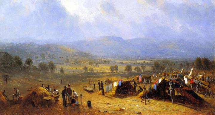 Sanford Gifford, Camp of the 7th NY near Frederick, 1863.