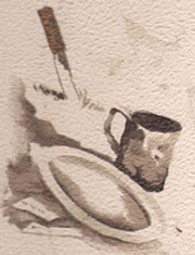 illustration of tin plate, dipper & bayonet