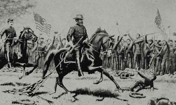 General Alexander Hays dragging Rebel Flags along his line