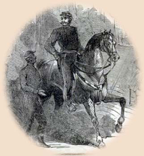 sketch - soldier asking horseman a question