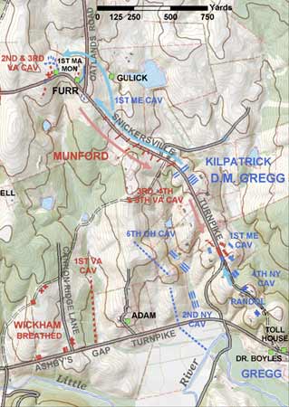 Map of the 1st Maine Cavalry's successful charge