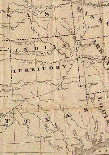 Detail of Overland Stage Route showing Fort Belknap