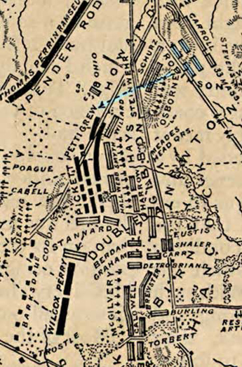 Map of 2nd Corps Positions, July 3rd