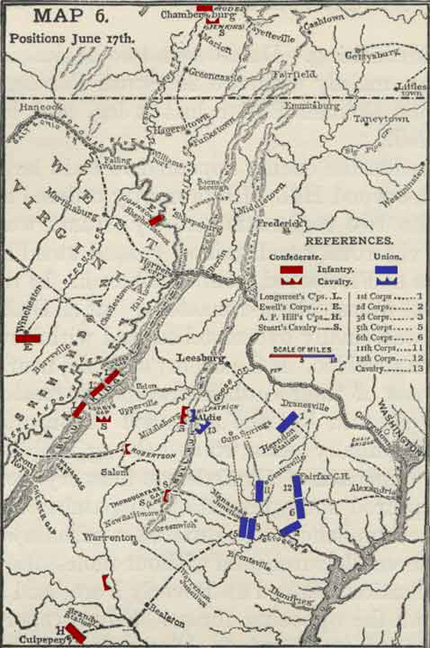 Map of military positions June 17, 1863