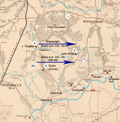 Map of the early morning march  October 10, 1863
