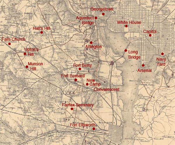 Map of fortifications around Washington