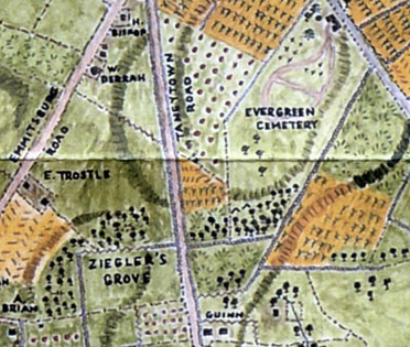 Close up of Gettysburg Map by McElfresh Map Company