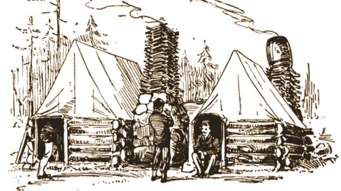 Charles Reed illustration of stockaded tents