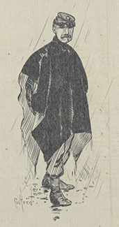 Charles Reed sketch of soldier in a poncho in the rain