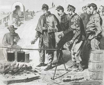 Men in line for Soup