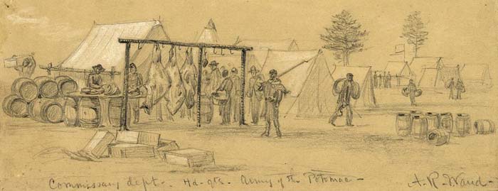 Commissary at HQ sketched by A.R. Waud