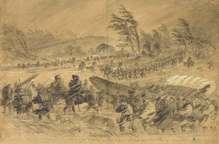 The Mud March by artist Alfred Waud