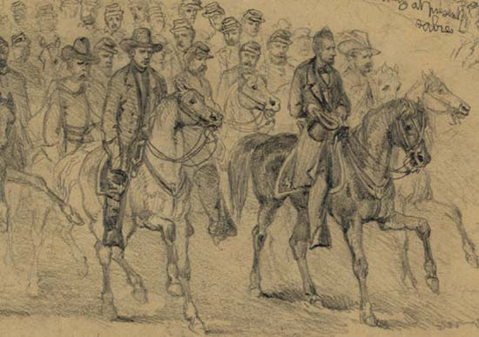 President Lincoln at Review by A. R. Waud