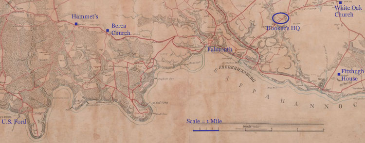 Map showing the area of Webster's travels