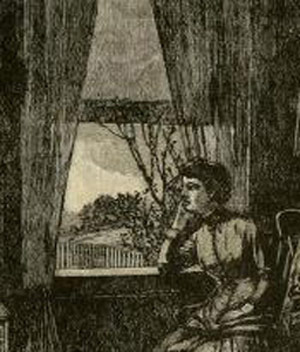 Woman staring out window