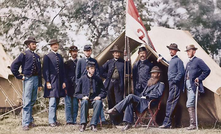 General David M. Gregg and Staff,  Colorized
