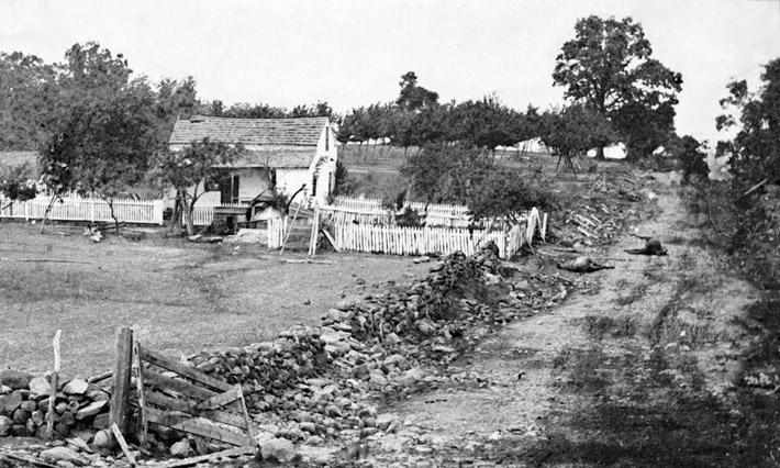 The Leister House & Taneytown Rd where the shell exploded