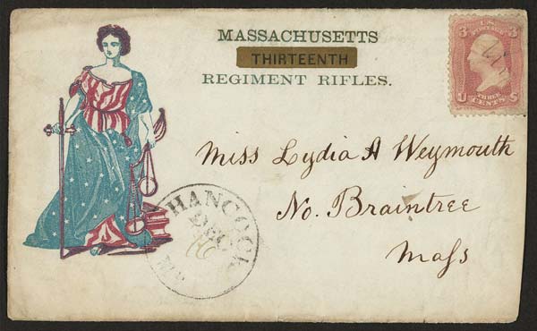 Envelope of William Rideout letter addressed to Lydia Weymouth