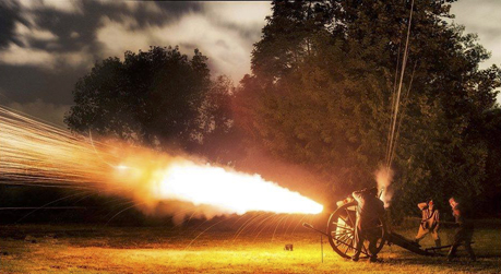 Buddy Secor Photo depicts Rebel artillery at night