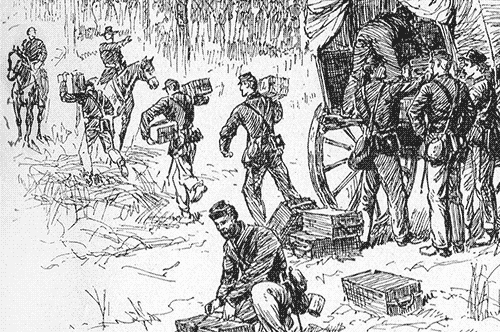 men carrying ammunition boxes