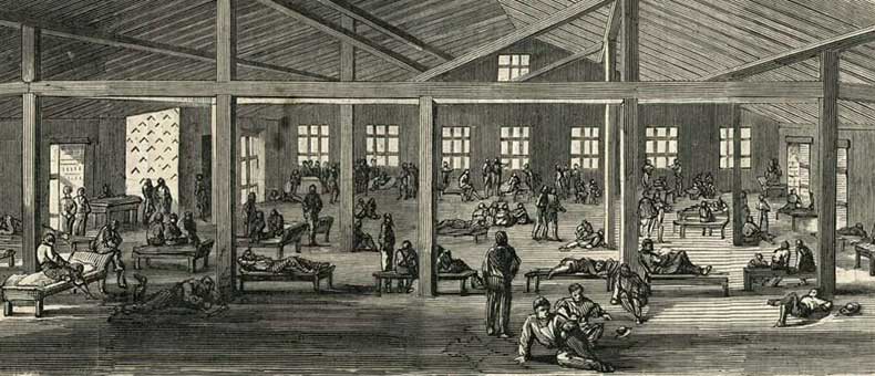 Illustration of the interior of Libby Prison