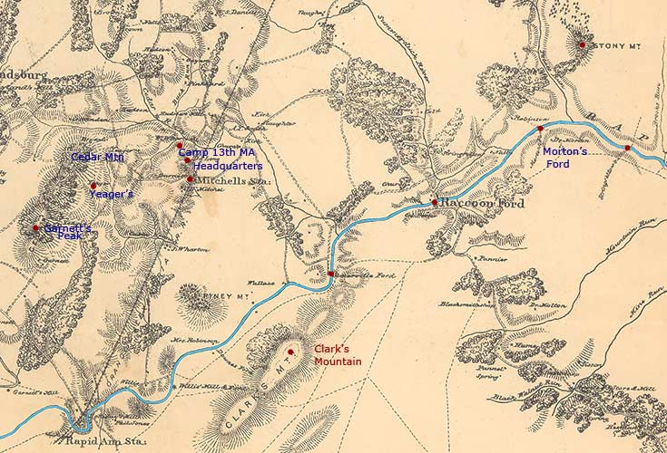 Map of Rapidan River from Mitchell's Station to Stony Mtn.