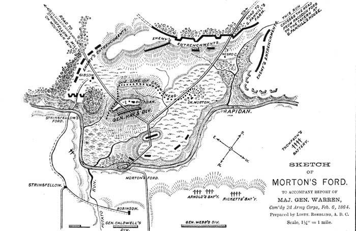 General G.K. Warren's Map of the Battle of Morton's Ford